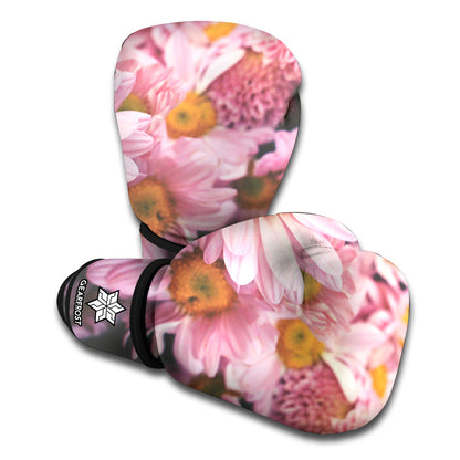 Pink Flowers Print Boxing Gloves