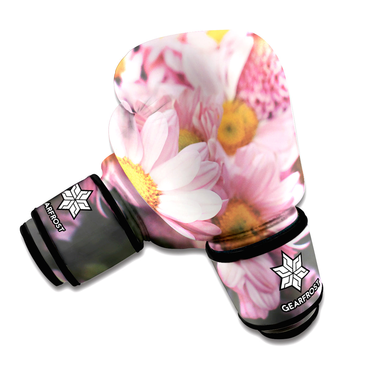 Pink Flowers Print Boxing Gloves