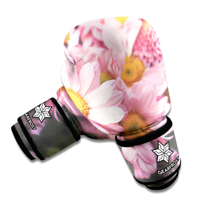Pink Flowers Print Boxing Gloves