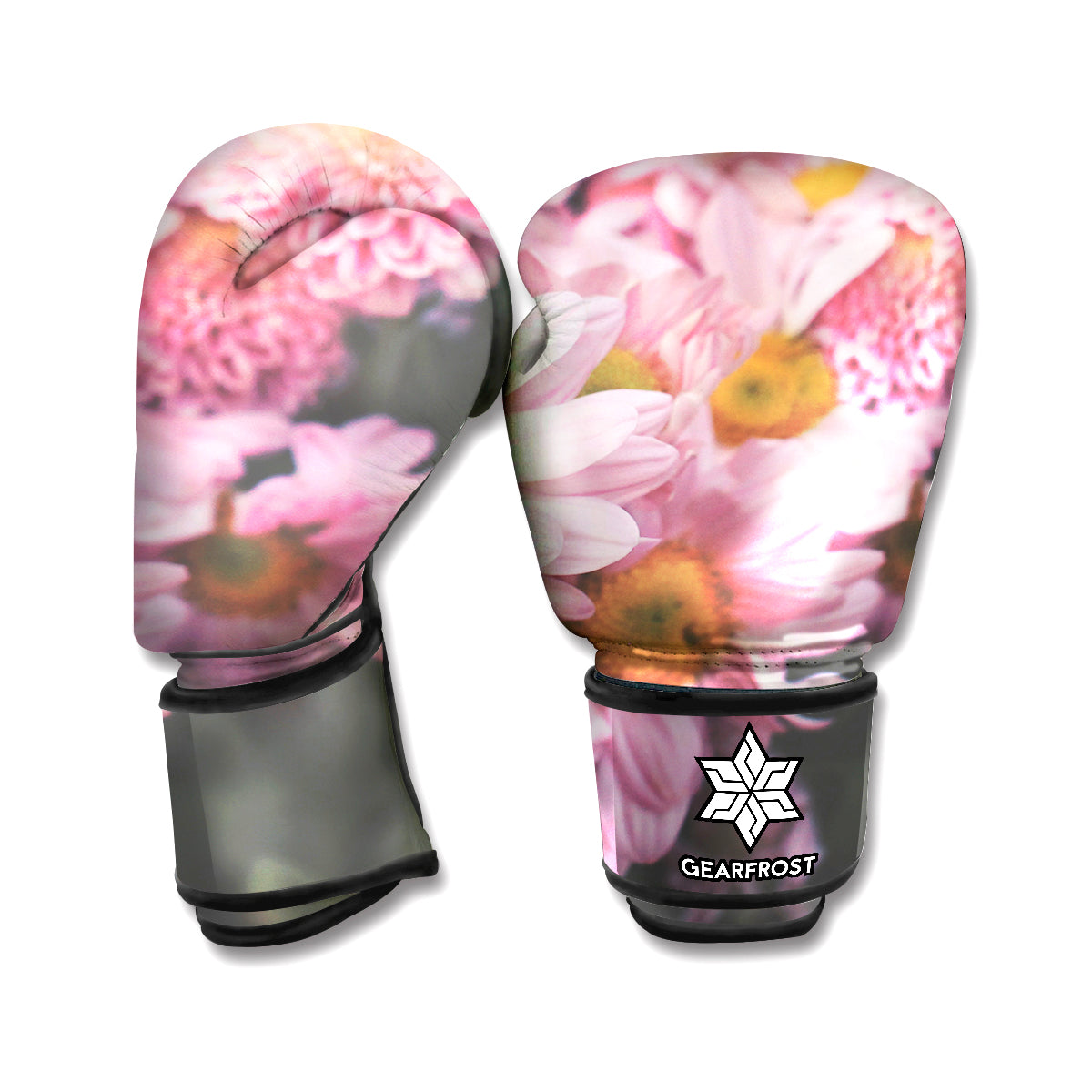 Pink Flowers Print Boxing Gloves