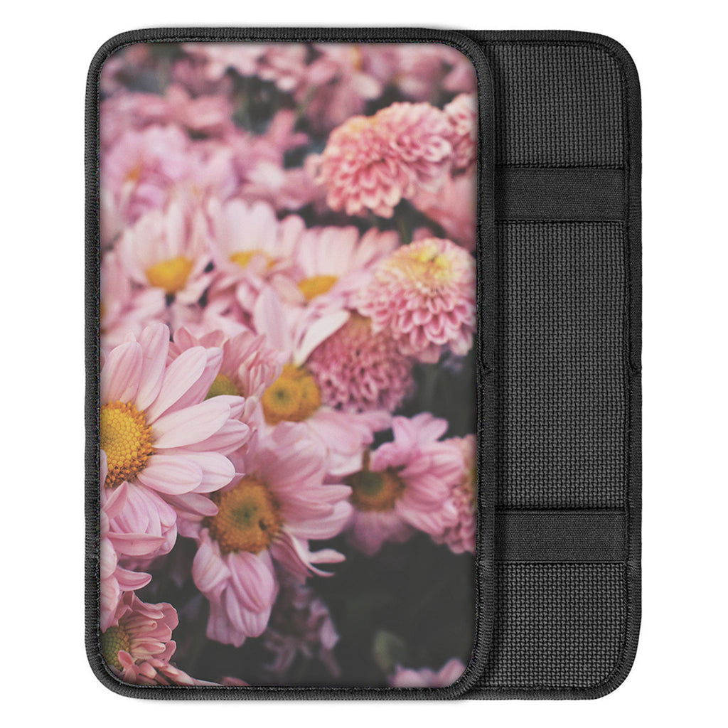 Pink Flowers Print Car Center Console Cover