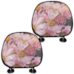 Pink Flowers Print Car Headrest Covers