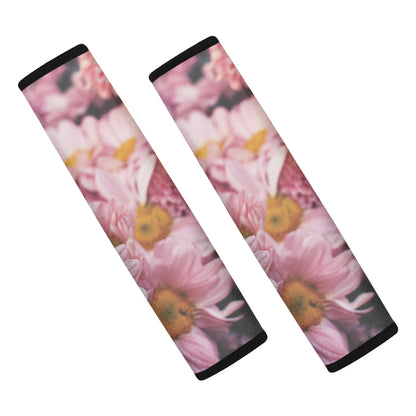Pink Flowers Print Car Seat Belt Covers