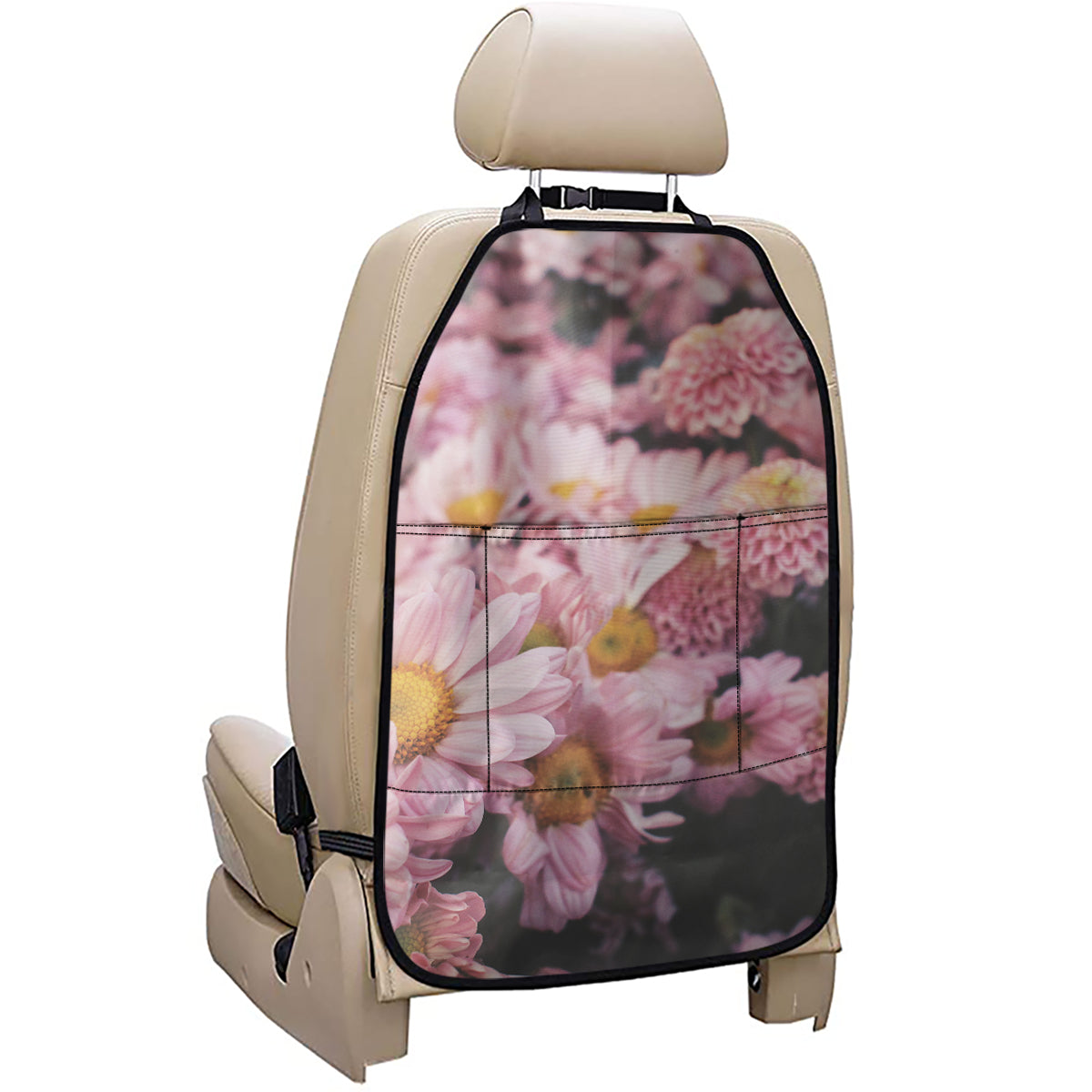Pink Flowers Print Car Seat Organizers