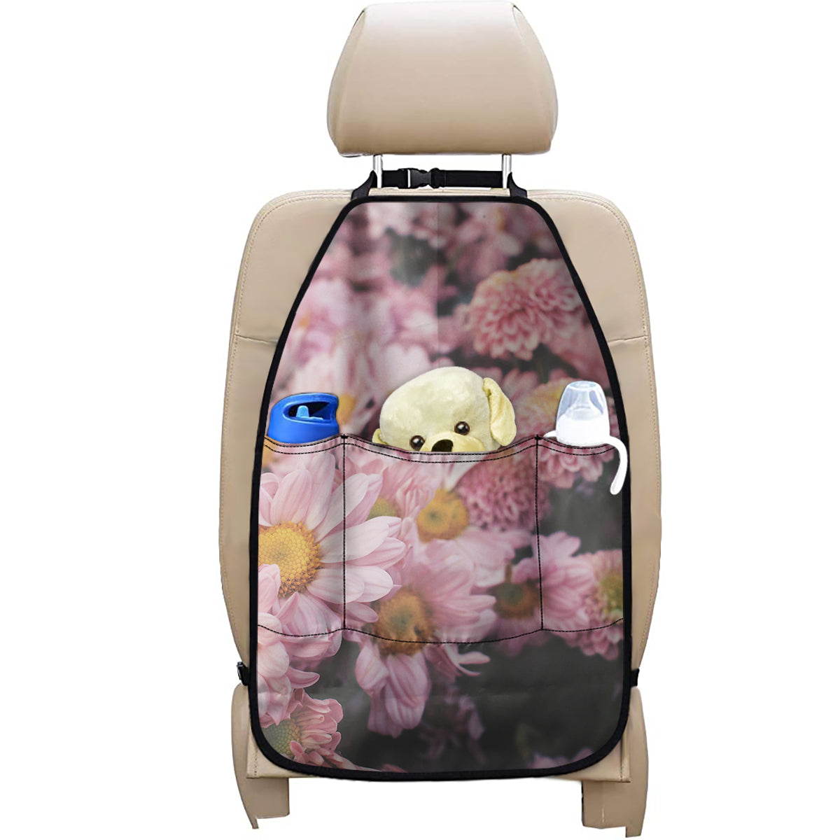 Pink Flowers Print Car Seat Organizers