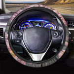 Pink Flowers Print Car Steering Wheel Cover