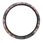 Pink Flowers Print Car Steering Wheel Cover