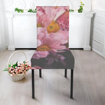 Pink Flowers Print Dining Chair Slipcover