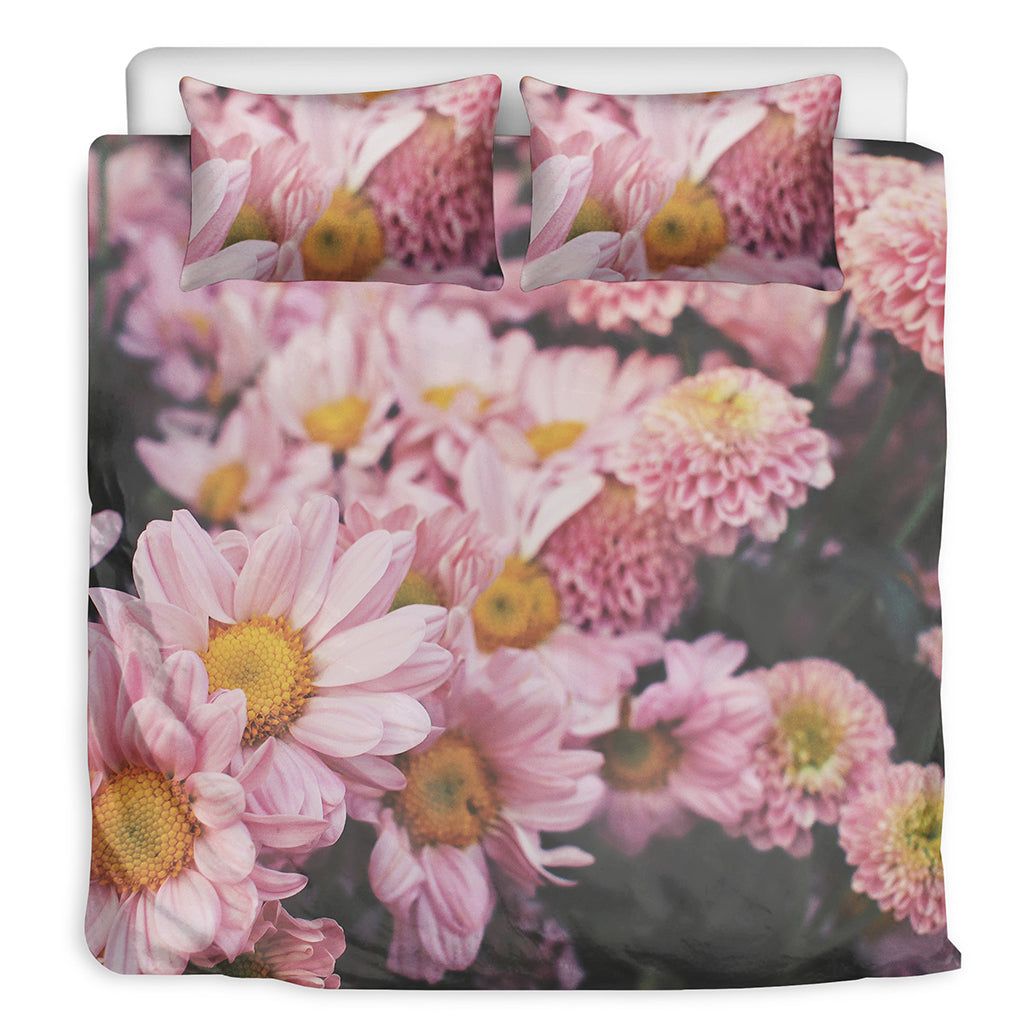 Pink Flowers Print Duvet Cover Bedding Set