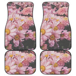 Pink Flowers Print Front and Back Car Floor Mats