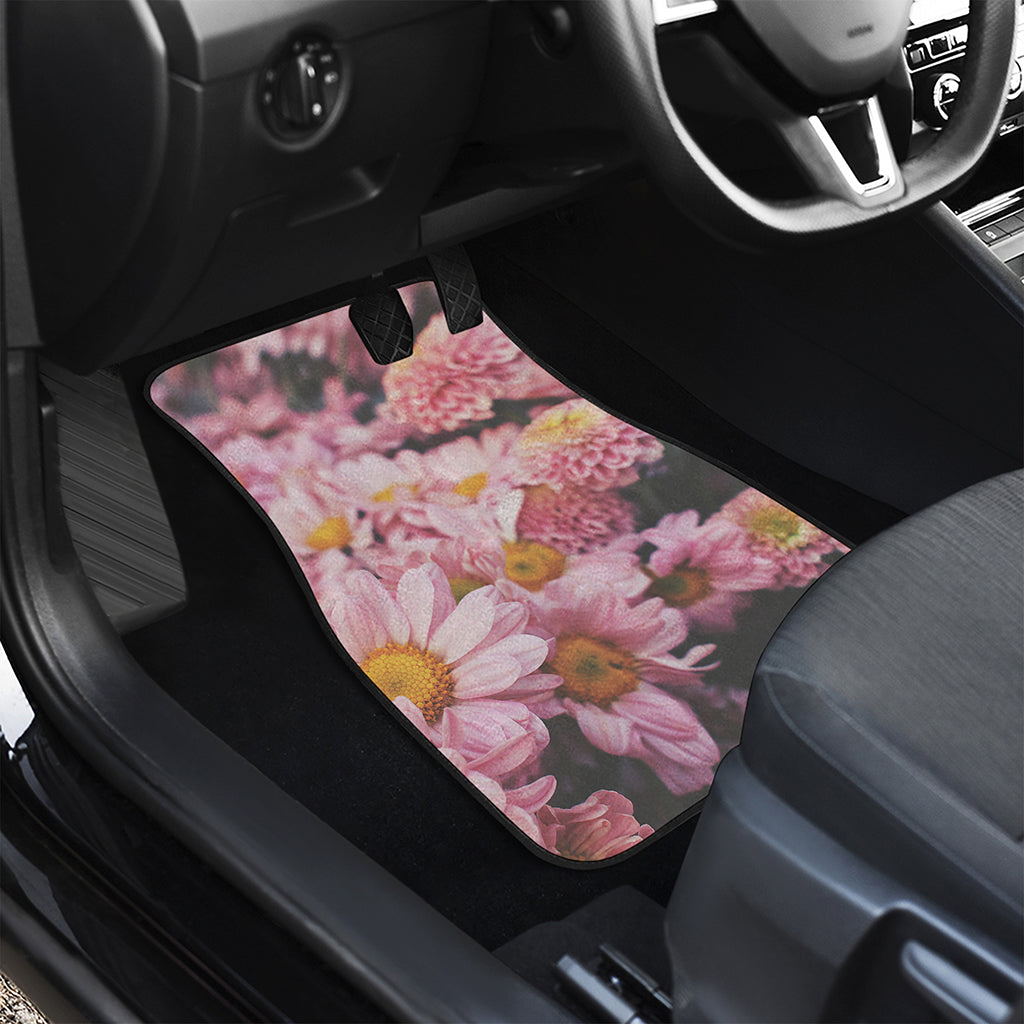 Pink Flowers Print Front and Back Car Floor Mats