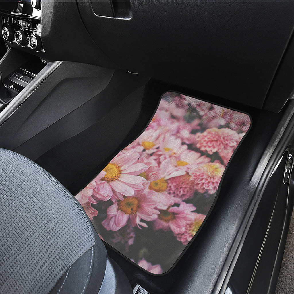 Pink Flowers Print Front and Back Car Floor Mats