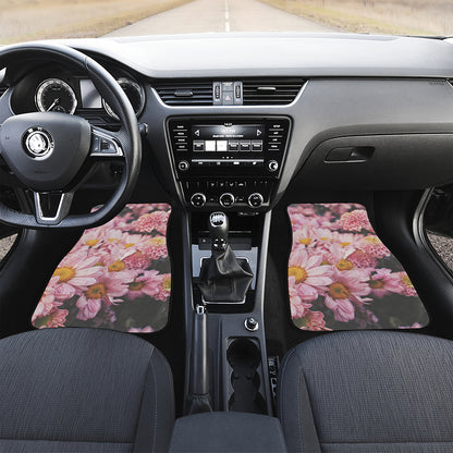 Pink Flowers Print Front Car Floor Mats