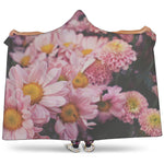 Pink Flowers Print Hooded Blanket