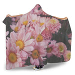 Pink Flowers Print Hooded Blanket