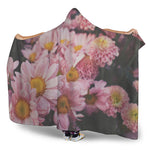 Pink Flowers Print Hooded Blanket