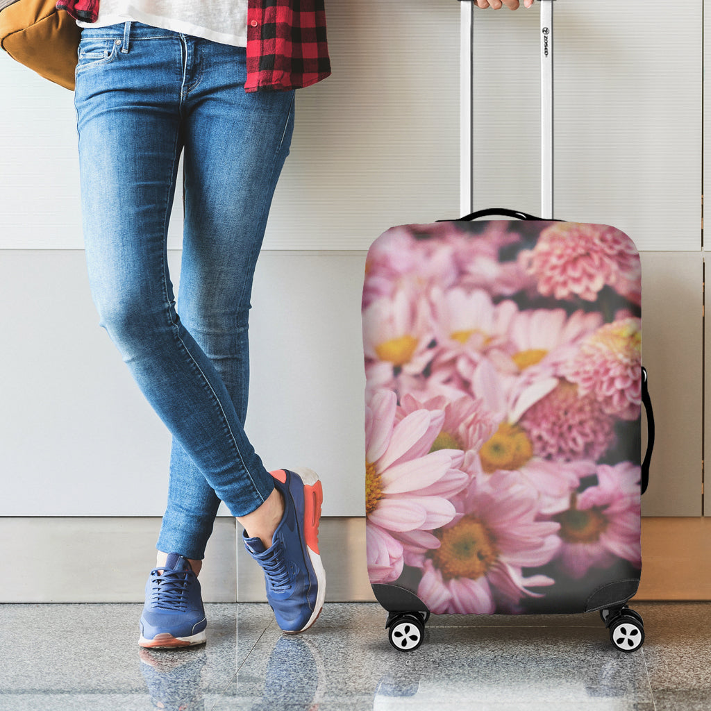 Pink Flowers Print Luggage Cover
