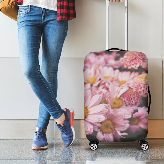 Pink Flowers Print Luggage Cover