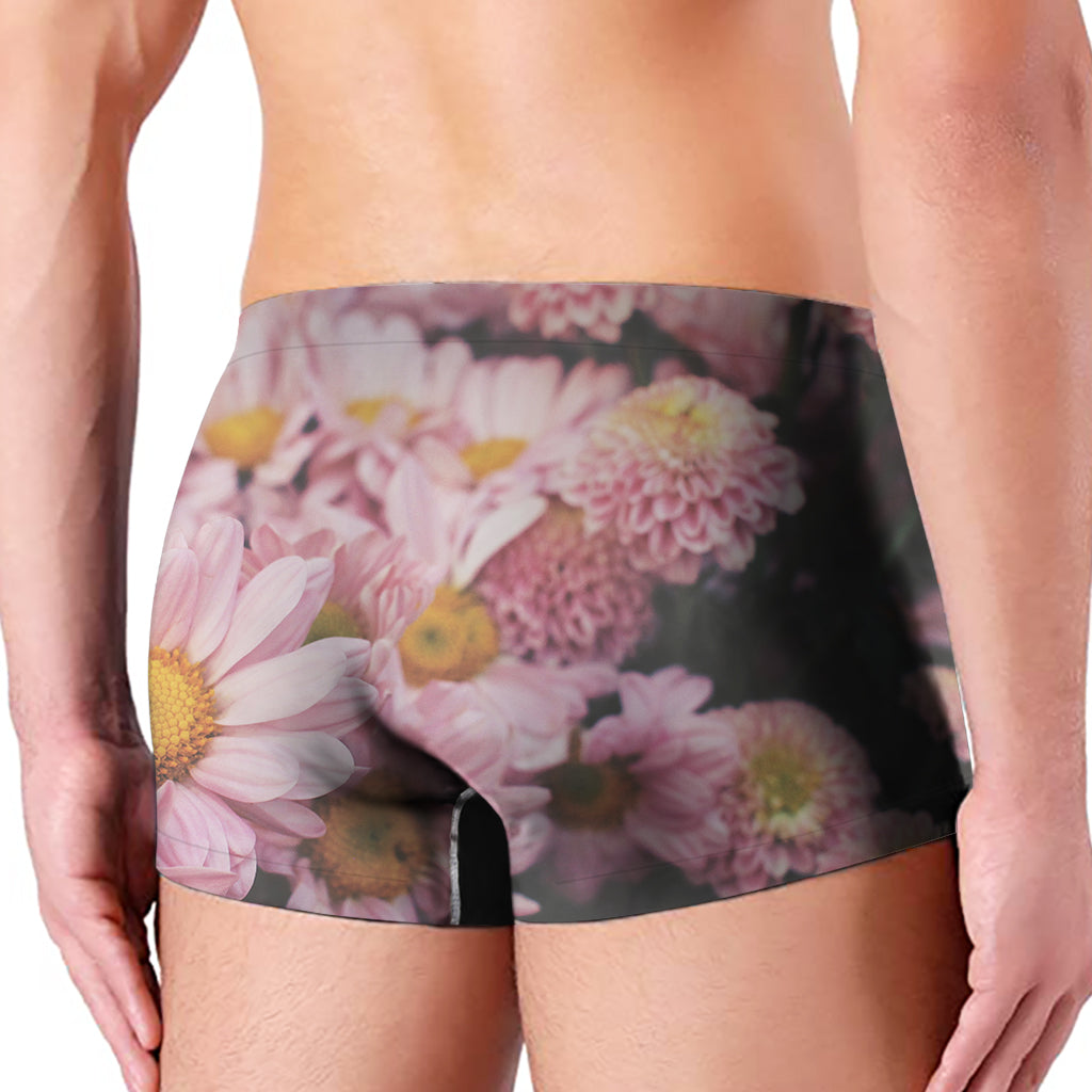 Pink Flowers Print Men's Boxer Briefs