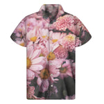 Pink Flowers Print Men's Short Sleeve Shirt