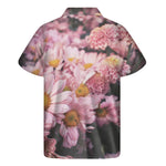 Pink Flowers Print Men's Short Sleeve Shirt