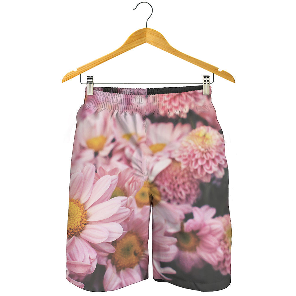 Pink Flowers Print Men's Shorts