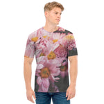 Pink Flowers Print Men's T-Shirt