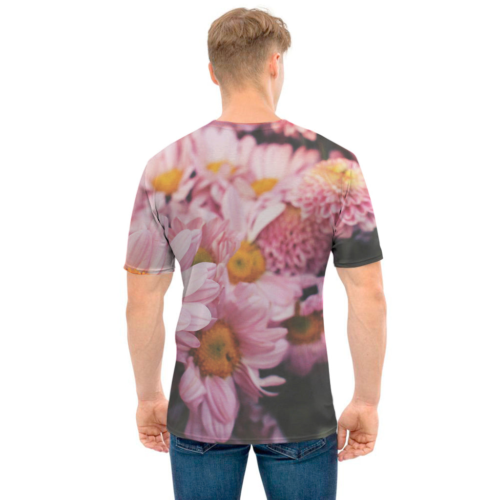 Pink Flowers Print Men's T-Shirt