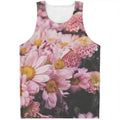 Pink Flowers Print Men's Tank Top