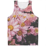 Pink Flowers Print Men's Tank Top