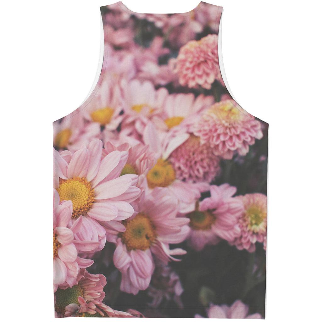 Pink Flowers Print Men's Tank Top