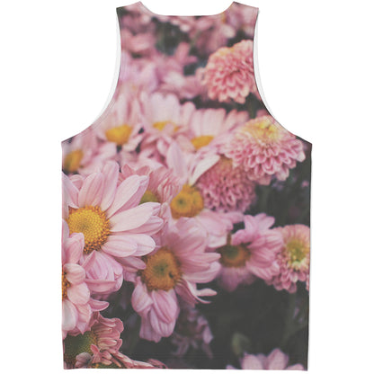 Pink Flowers Print Men's Tank Top
