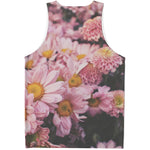 Pink Flowers Print Men's Tank Top