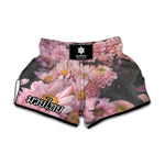 Pink Flowers Print Muay Thai Boxing Shorts