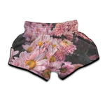 Pink Flowers Print Muay Thai Boxing Shorts
