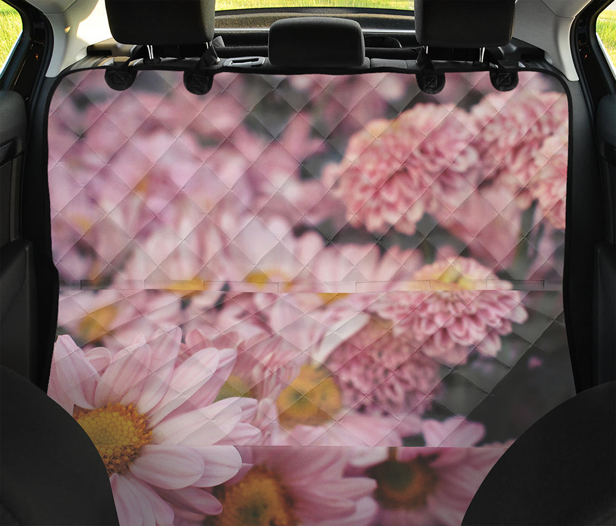 Pink Flowers Print Pet Car Back Seat Cover