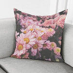 Pink Flowers Print Pillow Cover