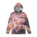 Pink Flowers Print Pullover Hoodie