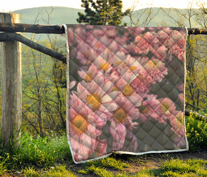 Pink Flowers Print Quilt