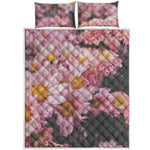 Pink Flowers Print Quilt Bed Set