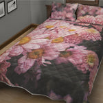 Pink Flowers Print Quilt Bed Set