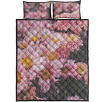 Pink Flowers Print Quilt Bed Set