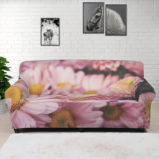 Pink Flowers Print Sofa Cover