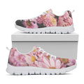 Pink Flowers Print White Running Shoes