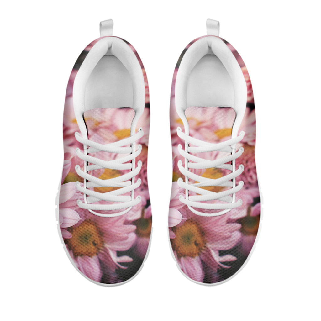 Pink Flowers Print White Sneakers