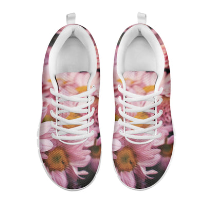 Pink Flowers Print White Sneakers