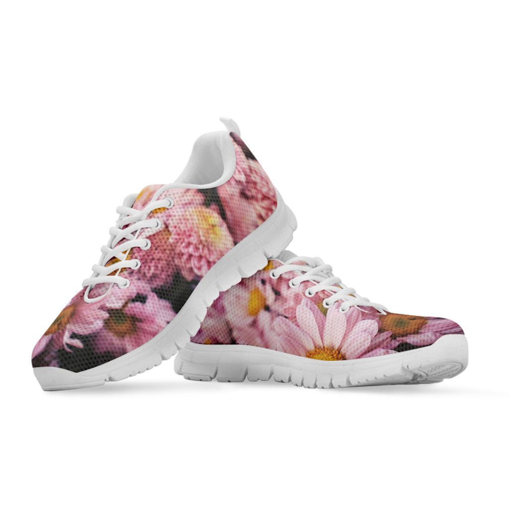 Pink Flowers Print White Sneakers