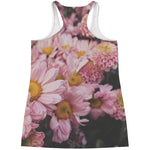 Pink Flowers Print Women's Racerback Tank Top