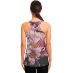 Pink Flowers Print Women's Racerback Tank Top