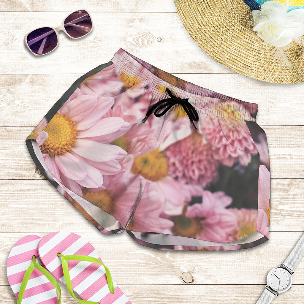 Pink Flowers Print Women's Shorts